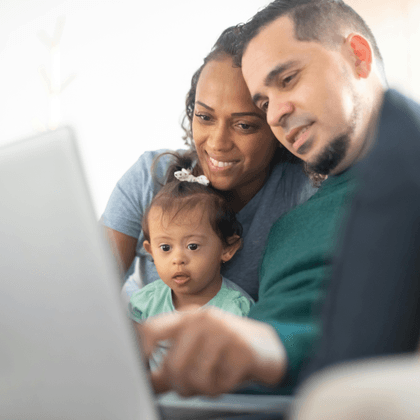 A family looking ahead